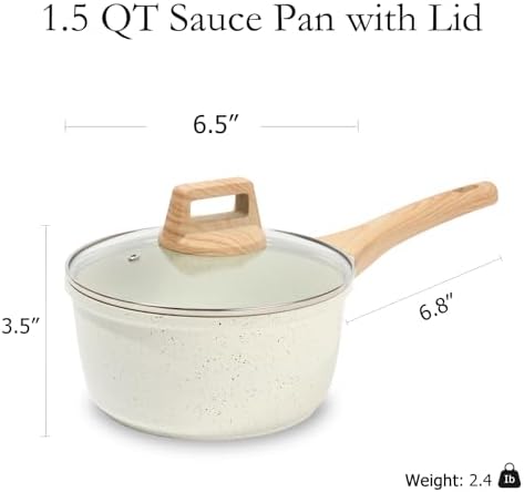 ESLITE LIFE Nonstick Sauce Pan with Lid, 1.5 QT Small Soup Pot