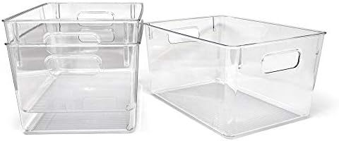 Isaac Jacobs 3-Pack Large Clear Storage Bins with Handles