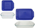 Pyrex 2-Qt & 3-Qt Glass Baking Dishes with Blue Lids
