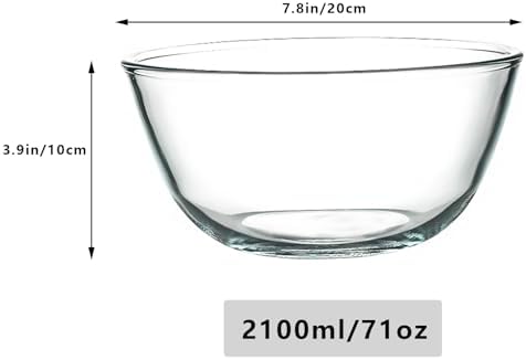 2.1 QT Borosilicate Glass Mixing Bowls Set of 2 (7.8 inch Diameter)