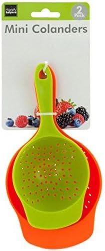 Mini Colanders Set 2 Plastic Pack Kitchen Mesh Food Strainers Colander Handles - Image 2