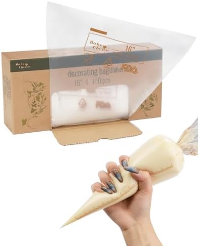 Bake Choice 16 Inch Large Piping Bags, 100 Thickened Disposable Pastry