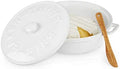 Twine Ceramic Brie Baker with Acacia Wood Spreader, Brie Baking Dish