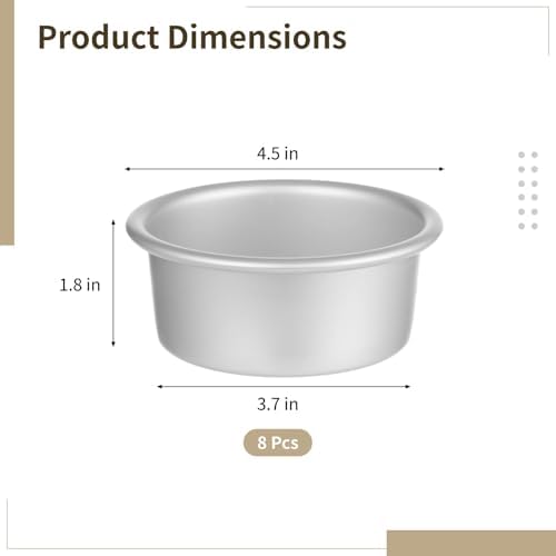 Non-Stick Puto Molds, 8 Pcs Anodized Aluminum Alloy Cake Pans