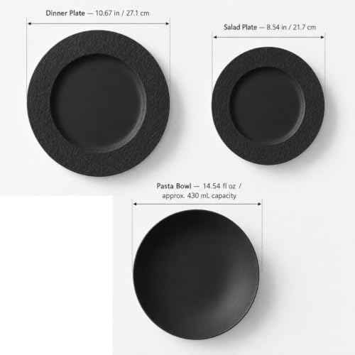 Villeroy & Boch Manufacture Rock 12 Piece Dinnerware Set, Matte Black