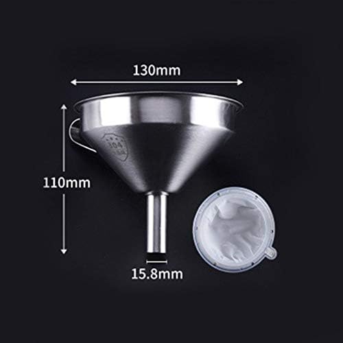 Stainless Steel Funnel with Fine Mesh Strainer, 5-Inch Metal Hopper