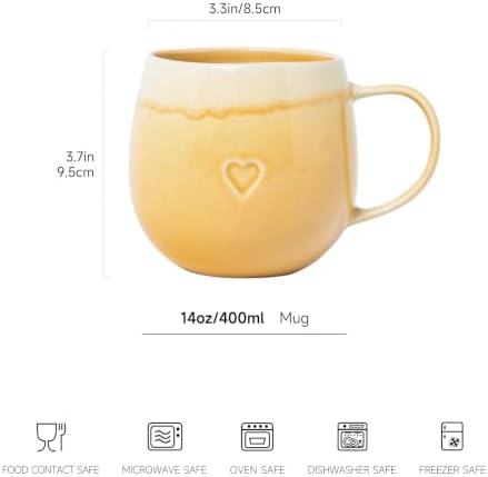 Stoneware Coffee Mugs Set of 4, 12oz Hand-Painted Coffee Cups with