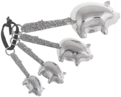 Ganz 4-Piece Measuring Spoons Set, Farmhouse Pigs with Flowers