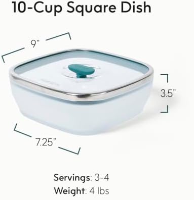 Anyday 10-Cup Square Glass Food Storage with Glass Lid | Plastic-Free
