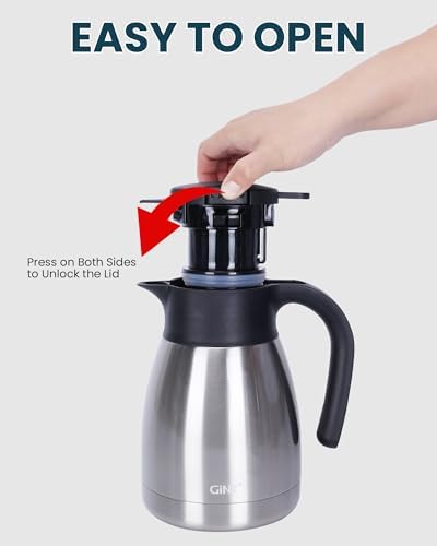 GiNT 34Oz Thermal Coffee Carafe, Insulated Stainless Steel Coffee