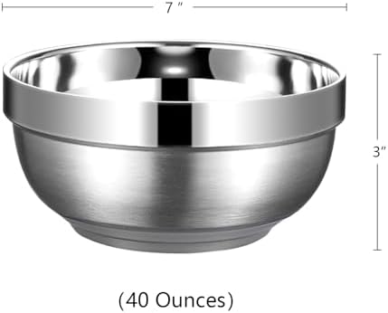 Yalin Set of 2 Heat Insulated Stainless Steel Bowls, SUS 304, Double