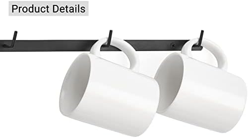 Dahey Mug Rack Wall Mounted Metal Coffee Cup Holder with 8 Hooks