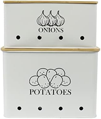 Potato and Onion Storage Bin Set of 2, Vented Metal Vegetable Storage