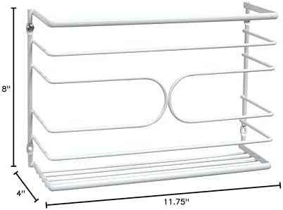Deco Brothers Wall Mount Kitchen Wrap Organizer Rack, White