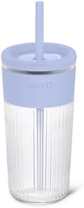 Ello Ava 18oz Glass Tumbler with Straw and Lid for Iced Coffee