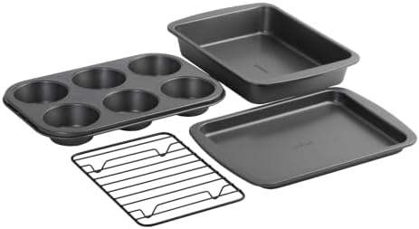 GoodCook 4-Piece Nonstick Steel Toaster Oven Set with Sheet Pan, Rack