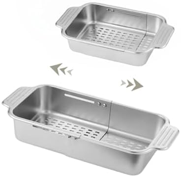 Extendable Over the Sink Colander Strainer Basket, Stainless Steel