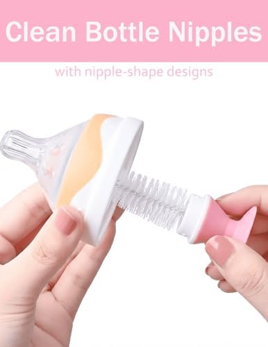 Baby Bottle Brush Set, Suction Base, Hidden Cleaner & Straw Brush