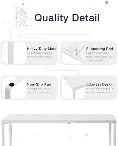 Nxconsu Expandable Cabinet Shelf, Shelf Riser for Cabinets, 11.8" White