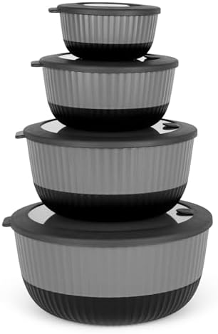 Dora Plastic Mixing Bowls with Lids, 8-Piece Airtight Leak-Proof