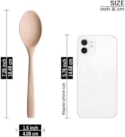 Small Wooden Spoons for Eating, 6-Piece Set, 7.3 Inch Serving Spoons