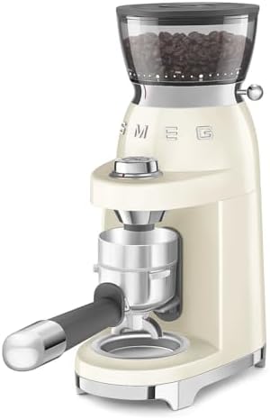 SMEG CGF03 Burr Coffee Grinder, 15 Grind Settings, Cream
