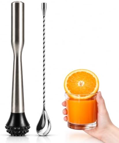 Stainless Steel Cocktail Muddler for Cocktails, 12 Inch Drink Muddler