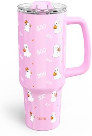 YOME 40 oz Halloween Tumbler with Handle and Flip Straw for Women