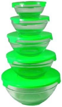 10-Piece Nested Glass Bowl Set [Set of 2] Color: Green
