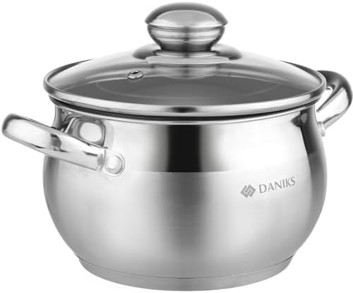 Daniks Classic 2 Quart Stainless Steel Stock Pot with Glass Lid