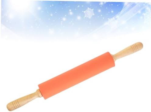 10-inch Silicone Rolling Pin with Wood Handles for Baking