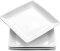 Porcelain Square Dinner Plates, 10.75 Inch White Plates, Set of 4