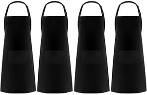 Syntus 4 Pack Adjustable Bib Apron with 2 Pockets Cooking Kitchen