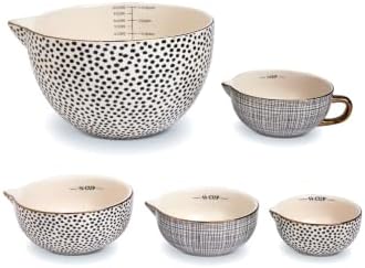 Ceramic Mixing Bowl Set – 5-Piece Measuring & Serving Bowls with Large