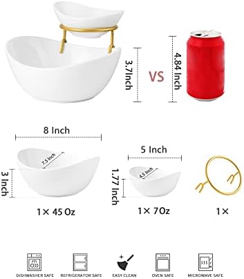 YHOSSEUN Chip and Dip Serving Set 2 Tiered Chip Dip Bowls with Metal