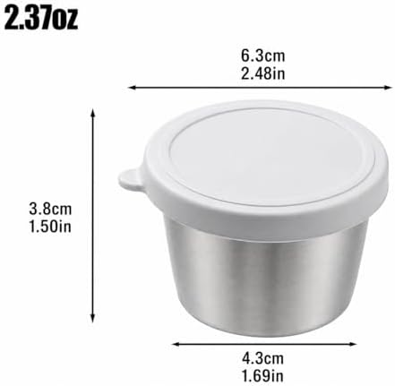 PandaEar 6 Pack 2.4 oz Stainless Steel Condiment Containers with