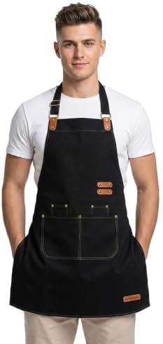 APRONPANDA Chef Apron for Men Women with Pockets Adjustable Strap