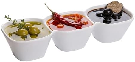 Restaurantware 18 Ounce Triple Bowl Serving Dish 1 Square Porcelain