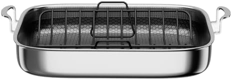 COOKER KING Hybrid Stainless Steel Nonstick Roasting Pan with Rack, 18x15"