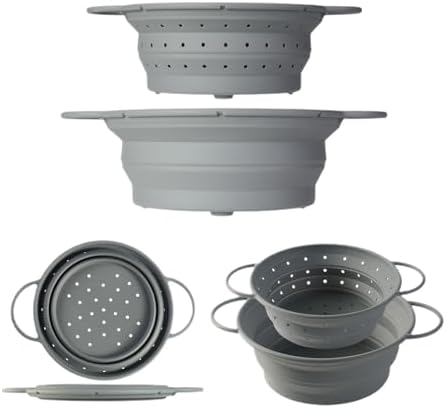 Silicone Collapsible Colander Set, 2PCS, GGCLOUD 8.4 inch Food