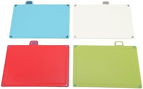 Flexible Plastic Cutting Board Set - 4 Color Coded Boards with Rubber