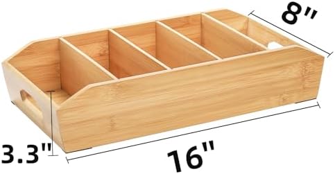 Pumtus 2 Pack Bamboo Pantry Organizers, Storage Bin with Removable