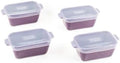 Souper Cubes 5"x3" Ceramic Baking Dishes with Lids, Plum, 4-Pack