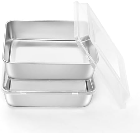 Onader 8x8 Inch Square Cake Baking Pan with Lid Set of 2