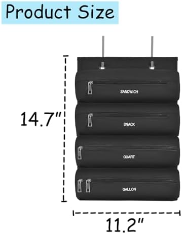 Zipper Bag Organizer Compatible with Gallon, Quart, Sandwich & Snack