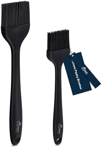 HOTEC 600°F Heat Resistant Silicone Basting &Pastry Brushes, Black 2