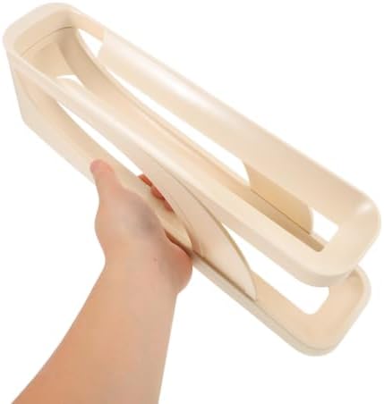 Double-layer Sliding Egg Storage Box for Fridge, Plastic Beige