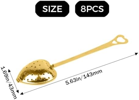 8Pcs Gold Heart-Shaped Stainless Steel Tea Infuser
