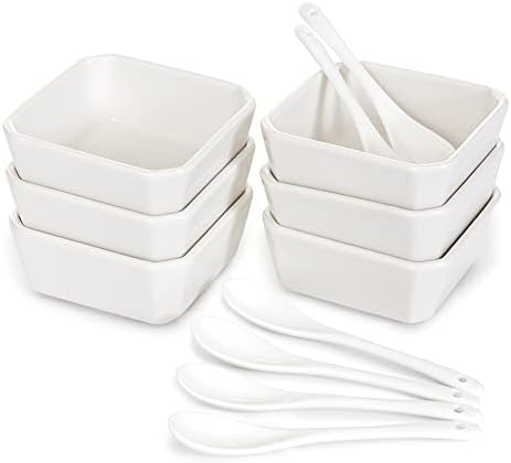 6 Oz White Porcelain Serving Bowls Set – 6 Small Bowls and 6 Serving