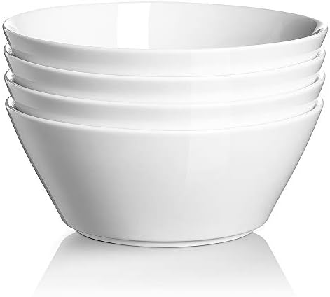 DOWAN 32 OZ Large Soup Bowls Set of 4 - White Ceramic Bowls for